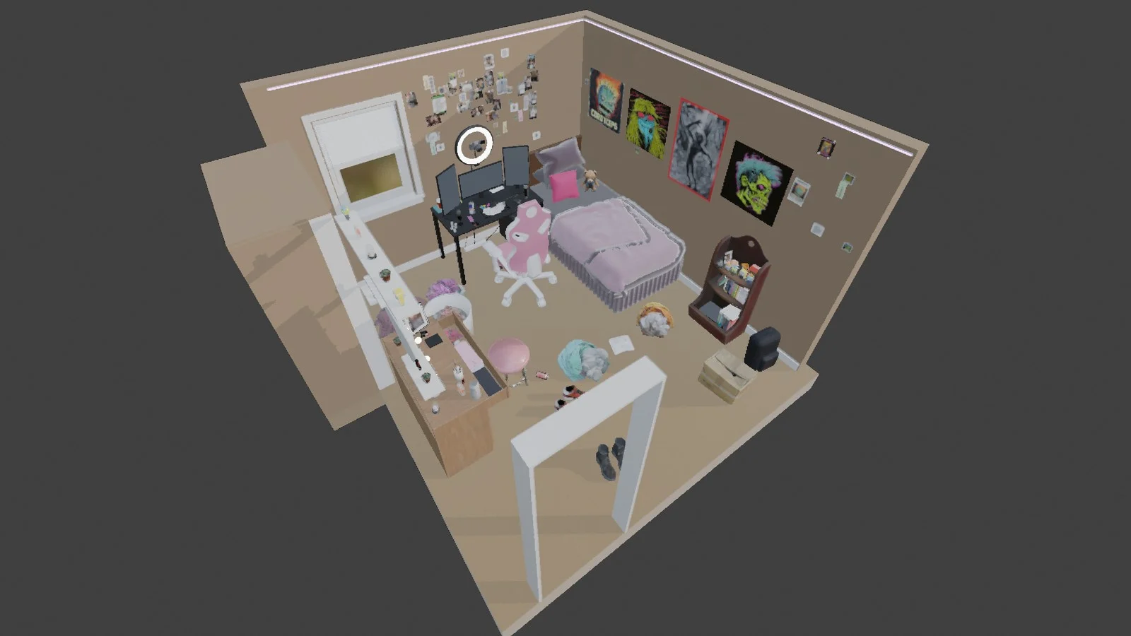 Three-dimensional overview of FLARE’s bedroom set