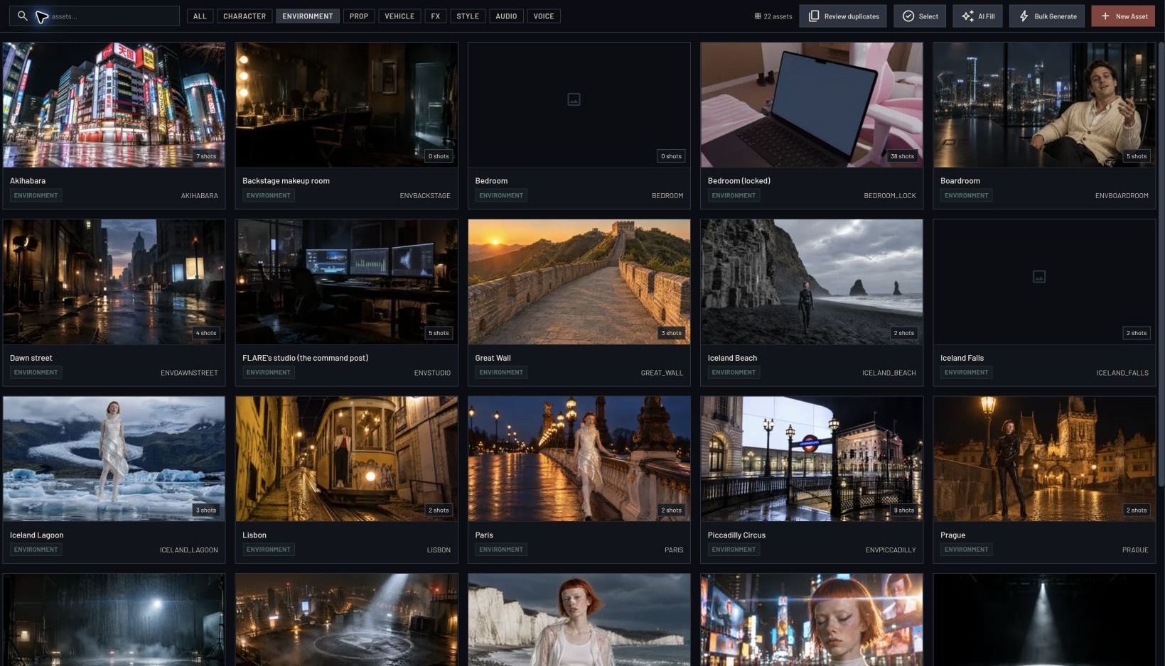 Locations and environments