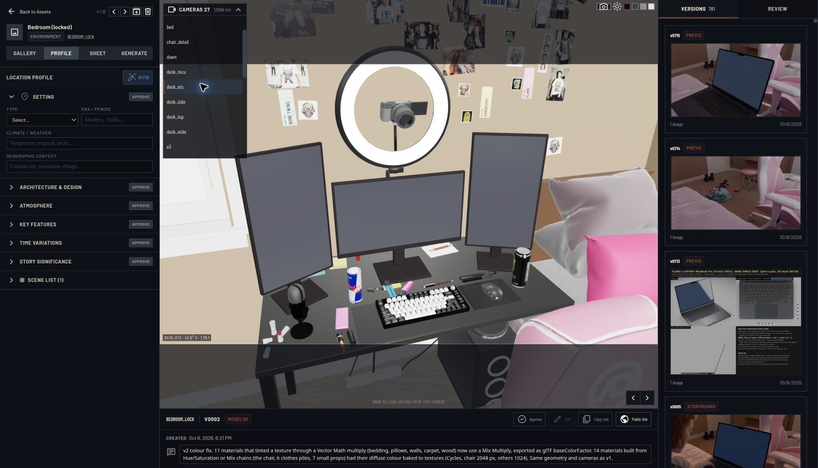 Three.js camera view for desk_ots